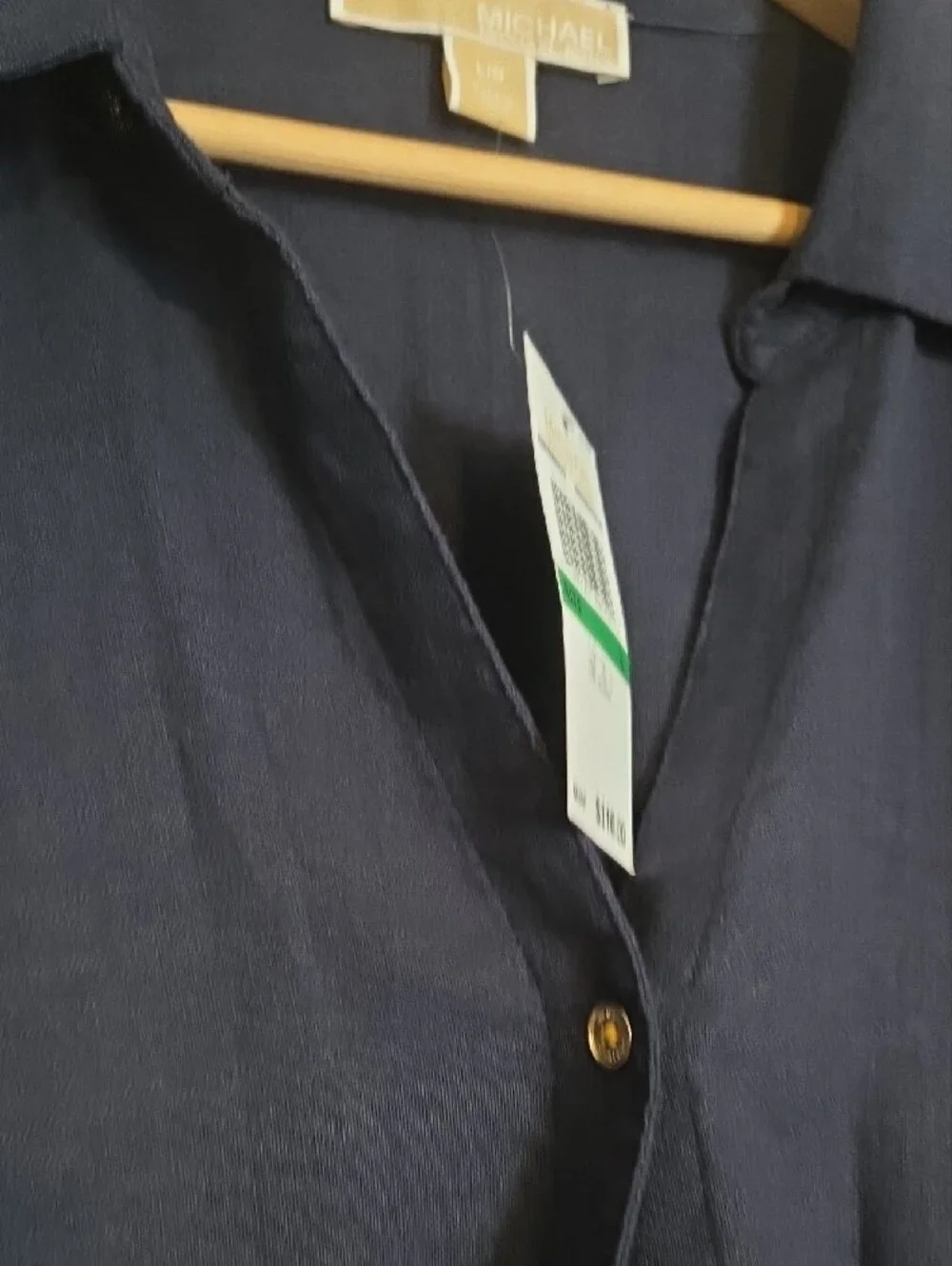 Michael Kors Navy Button-Front Shirt Linen